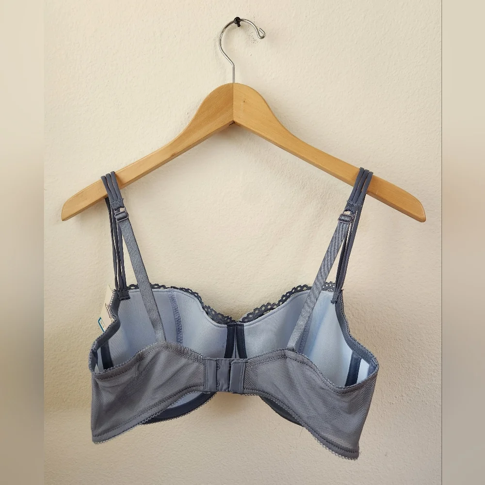 B.Tempt'd by Wacoal Women's Ciao Bella‎ Lace Balconette Bra Blue Gray 36DDD NWT